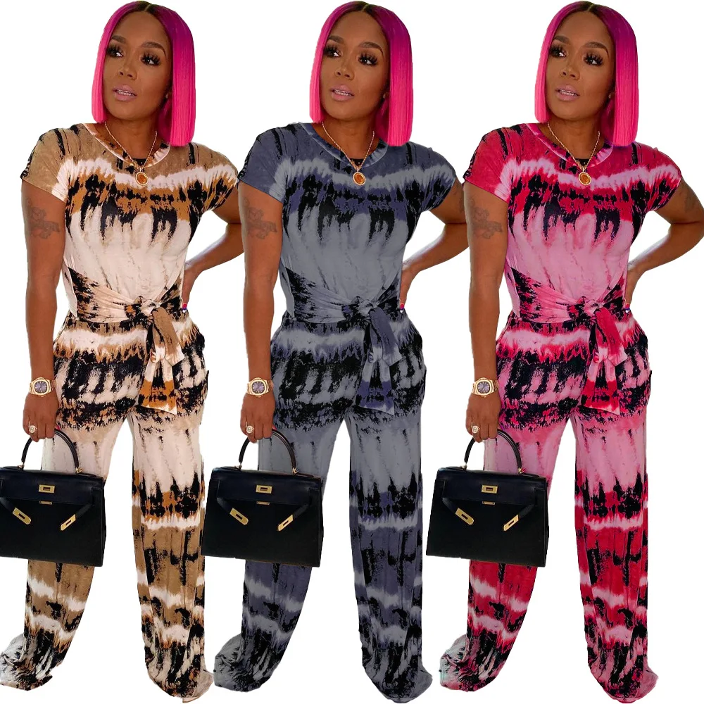 RStylish Women 2021 Summer Sexy Tracksuit Tie Dye Short Sleeve O Neck Bandage Crop Top Wide Leg Pants 2 Piece Set
RStylish Women 2021 Summer Sexy Tracksuit Tie Dye Short Sleeve O Neck Bandage Crop Top Wide Leg Pants 2 Piece Set