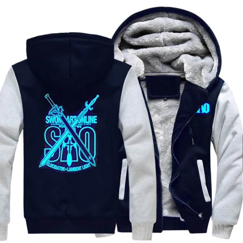 Anime Sword Art Online SAO Hoodie Winter Men's Thicken Zipper Sweatshirt Fleece Coat Hooded Luminous Jacket US Size 
Anime Sword Art Online SAO Hoodie Winter Men's Thicken Zipper Sweatshirt Fleece Coat Hooded Luminous Jacket US Size