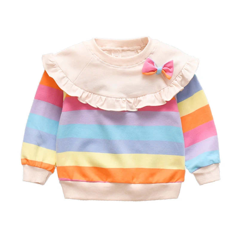 Spring Autumn Long Sleeve Baby Girl Clothes Cute Bowknot Rainbow Stripe Girls Sweatshirt Comfortable Cotton Pullover Kids Jacket
Spring Autumn Long Sleeve Baby Girl Clothes Cute Bowknot Rainbow Stripe Girls Sweatshirt Comfortable Cotton Pullover Kids Jacket