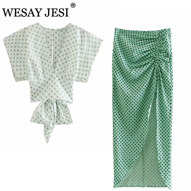 WESAY JESI Women Clothing Suits TRAF ZA New Skirt Elegant V-Neck Blouse Chic Sexy Asymmetry High Split Skirt Two Piece Set Women
WESAY JESI Women Clothing Suits TRAF ZA New Skirt Elegant V-Neck Blouse Chic Sexy Asymmetry High Split Skirt Two Piece Set Women