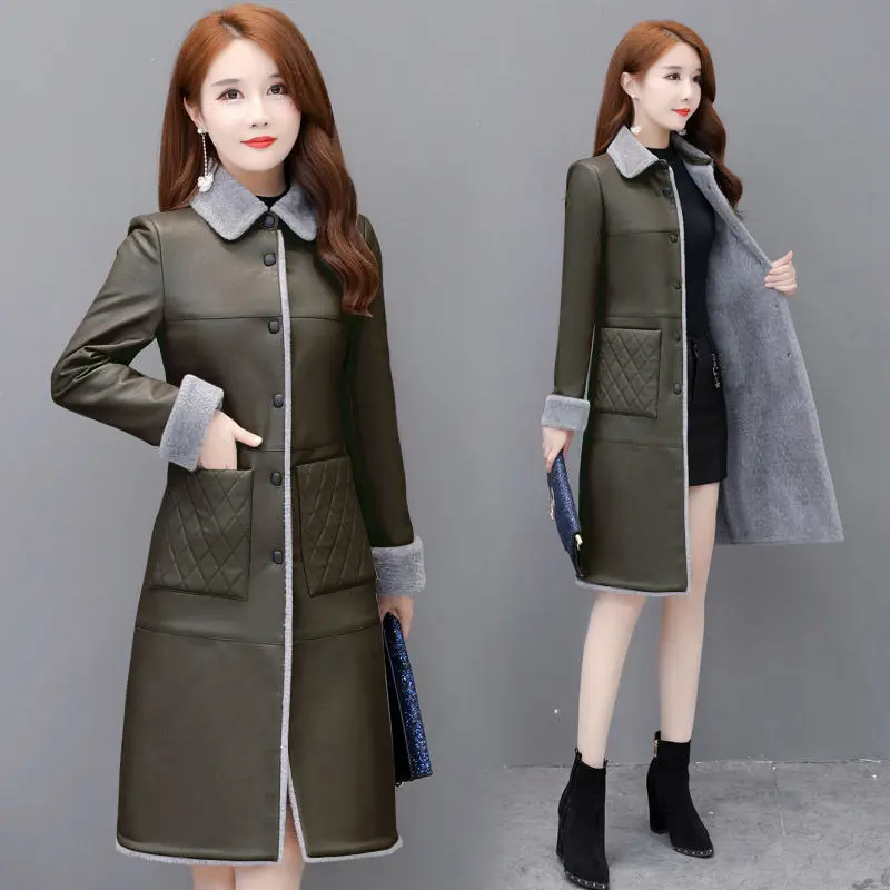 4XL PU Leather Jacket Women Thickened Fleece Lining 2020 Dames Jassen Winter Elegant Slim Manteau Femme Hiver Black Trench Coat
4XL PU Leather Jacket Women Thickened Fleece Lining 2020 Dames Jassen Winter Elegant Slim Manteau Femme Hiver Black Trench Coat