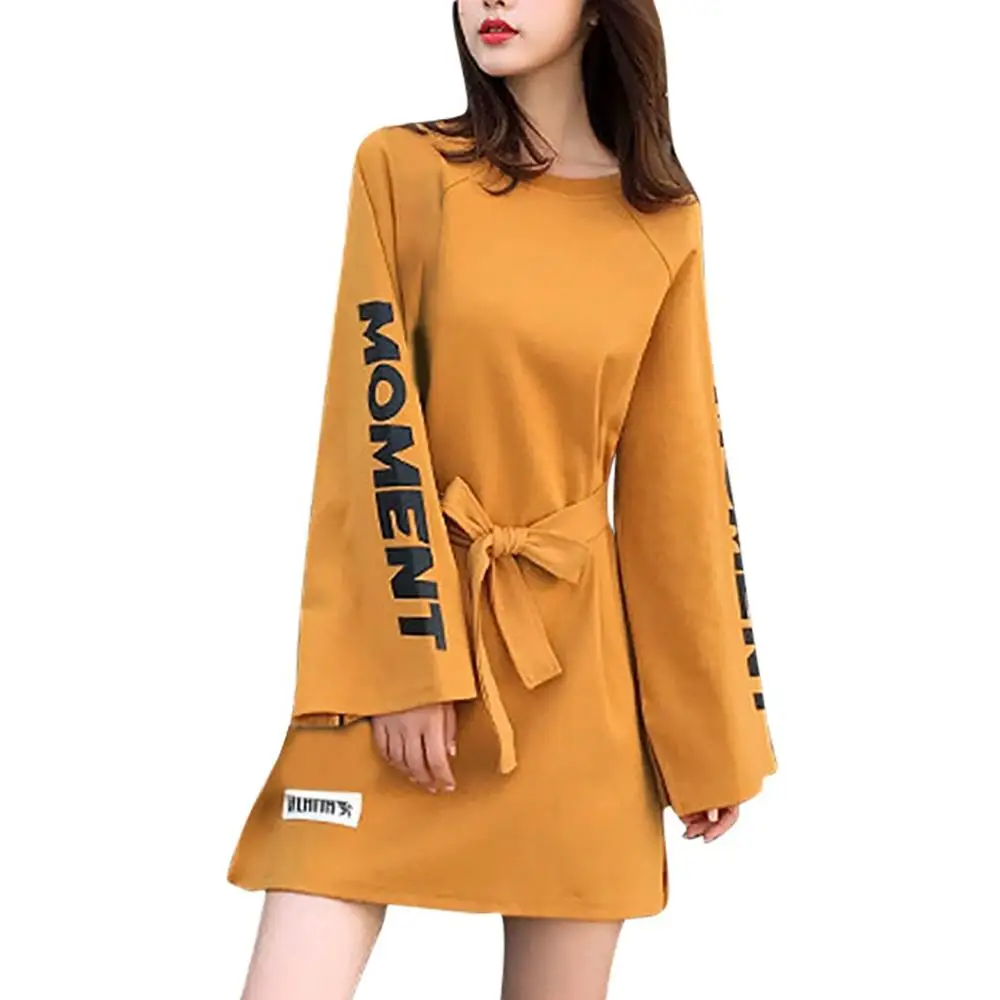 Autumn Winter Dress Women Loose Long Flare Sleeve O Neck Bow Letter Printed Sweatshirt Dresses Plus Size Casual Sashes Dresses
Autumn Winter Dress Women Loose Long Flare Sleeve O Neck Bow Letter Printed Sweatshirt Dresses Plus Size Casual Sashes Dresses