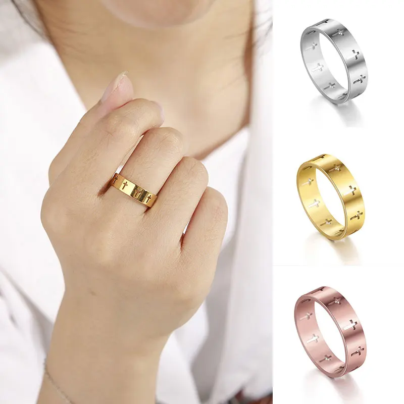 Hollow Cross Rings Stainless Steel Couple Rings Solid Color Finger Decor Engagement Finger Rings Religion Jewelry Accessories
Hollow Cross Rings Stainless Steel Couple Rings Solid Color Finger Decor Engagement Finger Rings Religion Jewelry Accessories