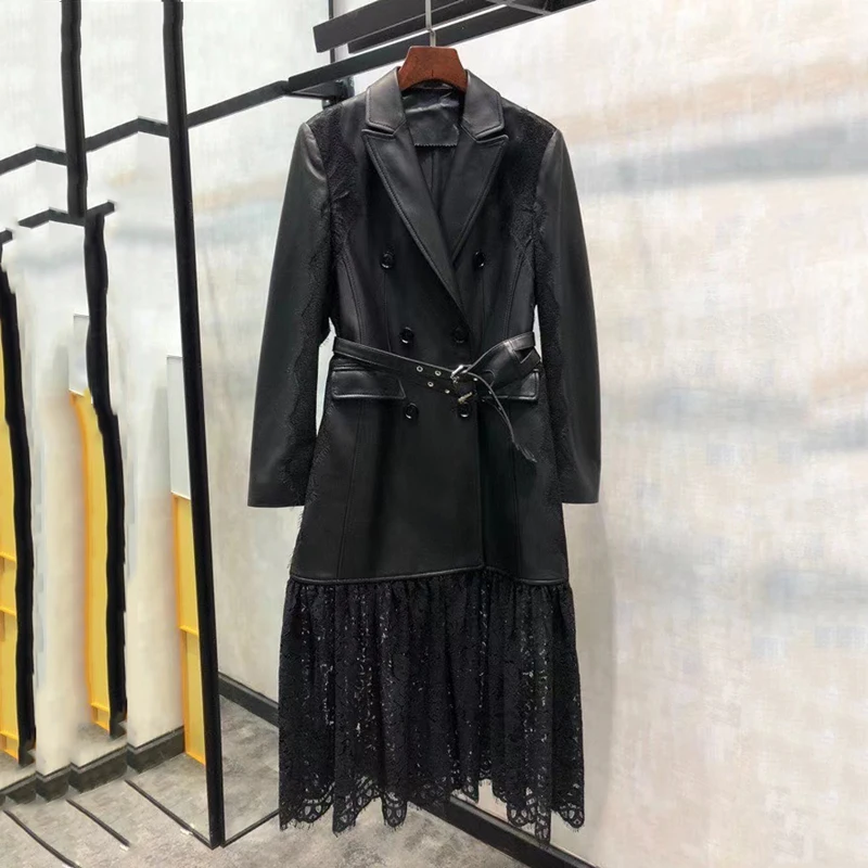 Women Clothes Spring New Fashion Import Real Sheepskin Spliced Lace Long Length Genuine Leather Jacket With Belt
Women Clothes Spring New Fashion Import Real Sheepskin Spliced Lace Long Length Genuine Leather Jacket With Belt