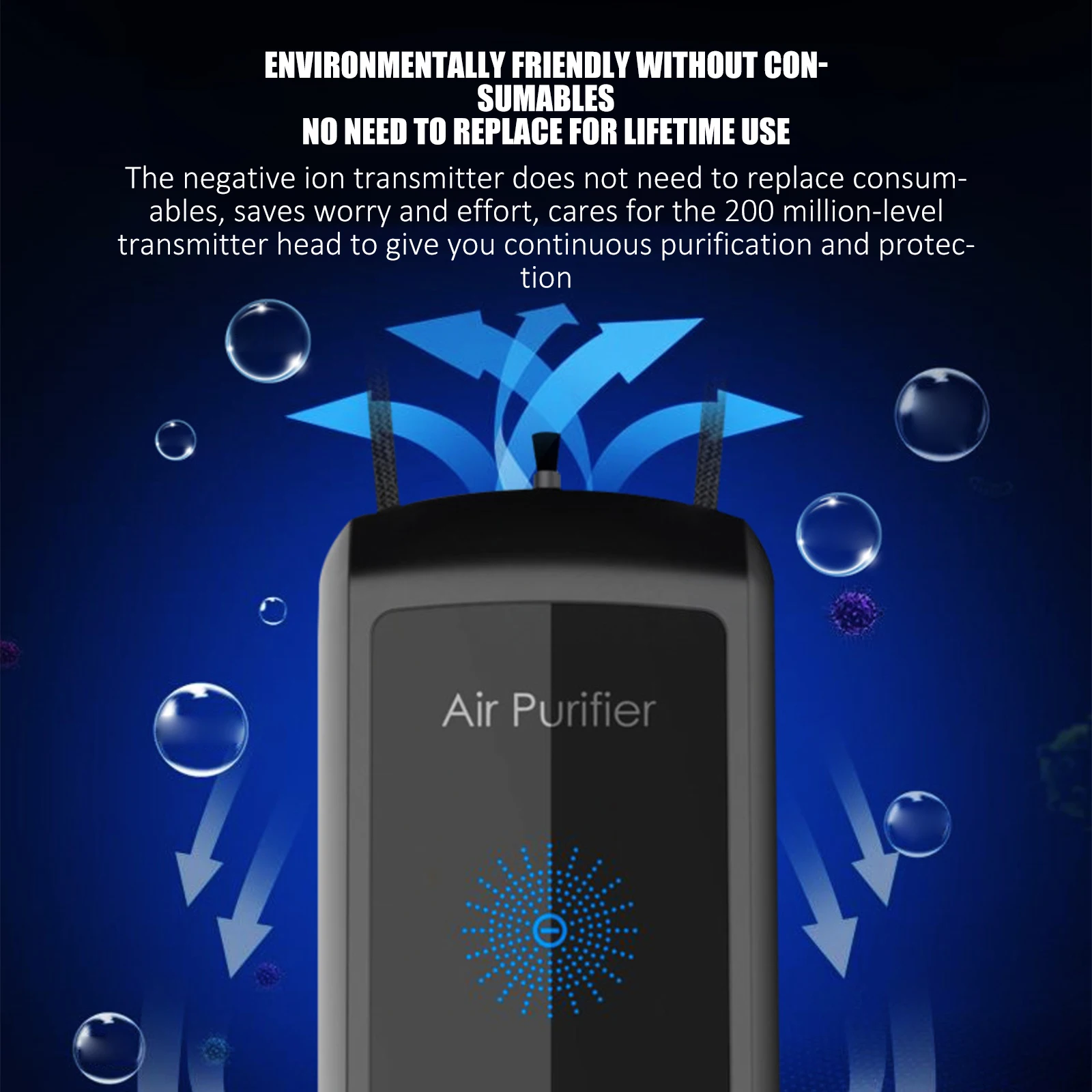 Hanging Air Purifier Adjustable Rope Wearable Negative Ion Generator Neck Air Freshener Portable Negative Ion Necklace
Hanging Air Purifier Adjustable Rope Wearable Negative Ion Generator Neck Air Freshener Portable Negative Ion Necklace