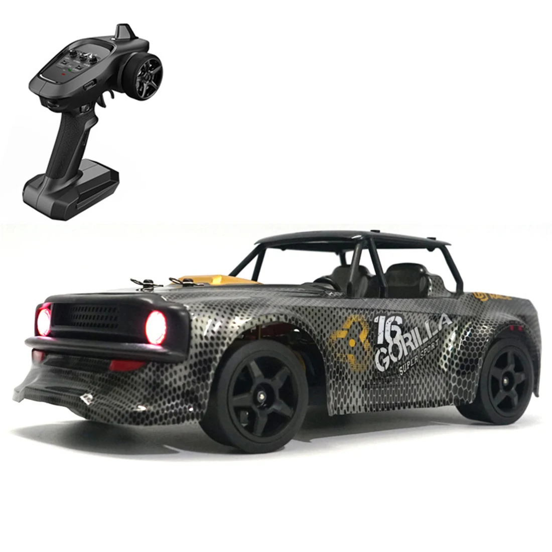 1:16 30+KM/H 2.4G 4CH 4WD RC Car Electric Remote Control Racing Car Drifting Car With Headlamp Gift - RTR Version Grey Golden
1:16 30+KM/H 2.4G 4CH 4WD RC Car Electric Remote Control Racing Car Drifting Car With Headlamp Gift - RTR Version Grey Golden