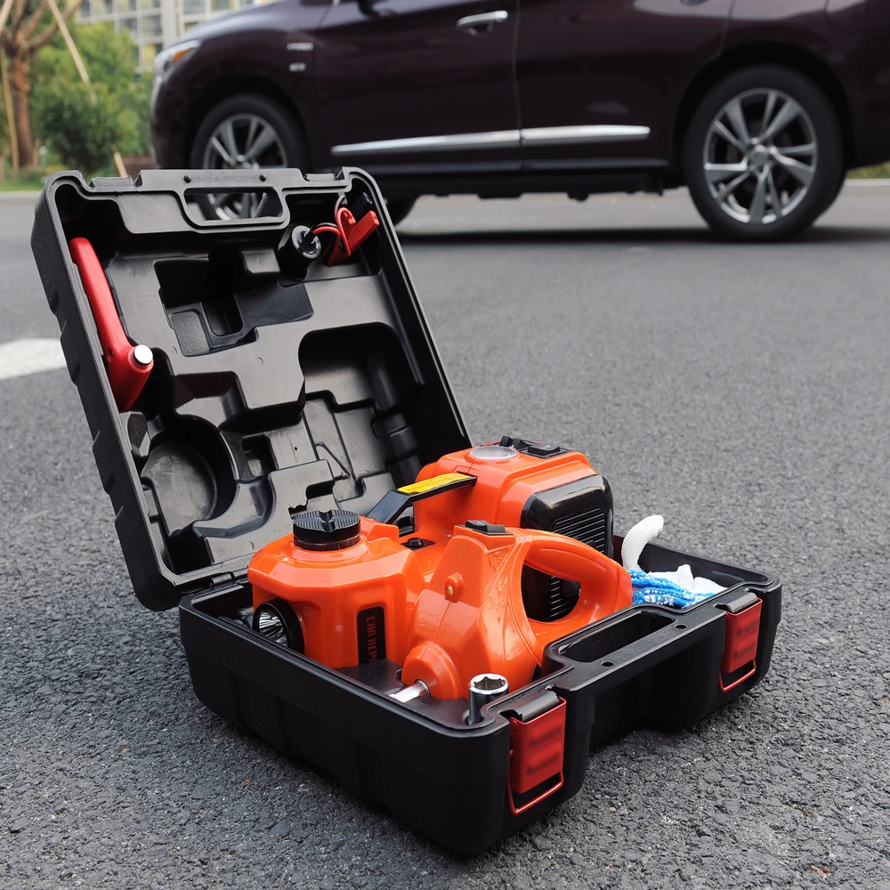 12V 5Ton Car Jack Electric Hydraulic Jack Protable Tire Jack Electric Wrench Impact Socket Wrench Tire Inflator LED Light 4 in 1
12V 5Ton Car Jack Electric Hydraulic Jack Protable Tire Jack Electric Wrench Impact Socket Wrench Tire Inflator LED Light 4 in 1