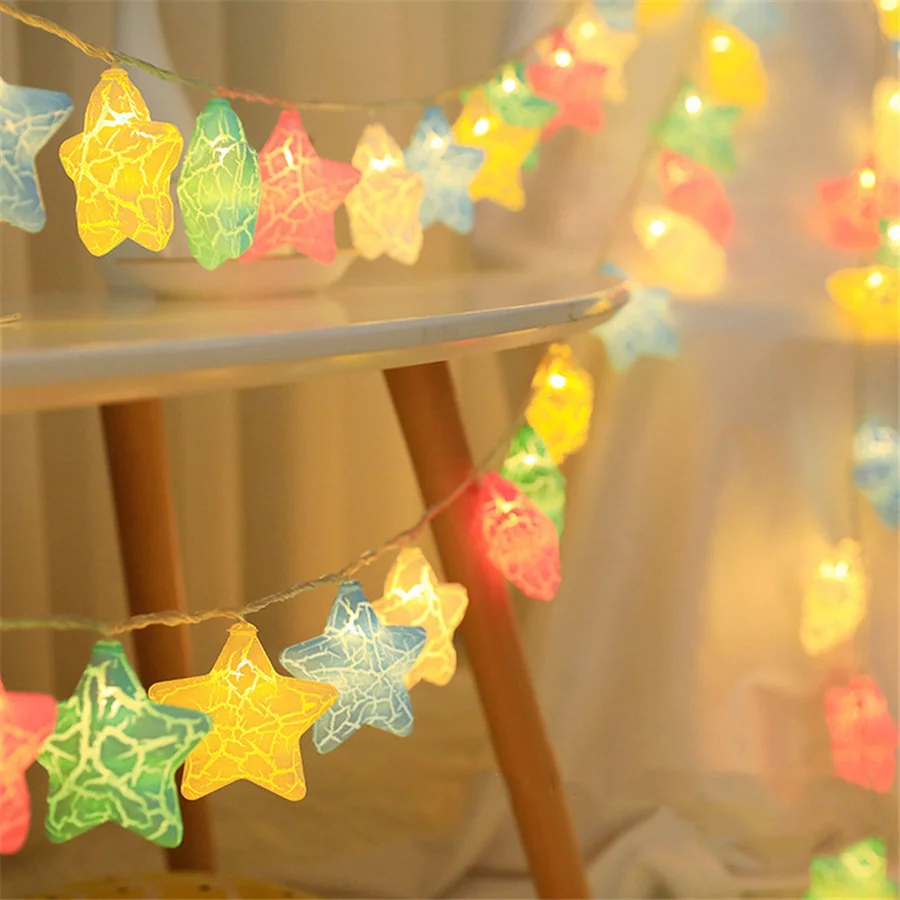 Cute LED Ice Crack Star Christmas String Lights 1.5/3/6M Fairy Garden Garland Lighting for Xmas Wedding Home Bedroom Decoration
Cute LED Ice Crack Star Christmas String Lights 1.5/3/6M Fairy Garden Garland Lighting for Xmas Wedding Home Bedroom Decoration