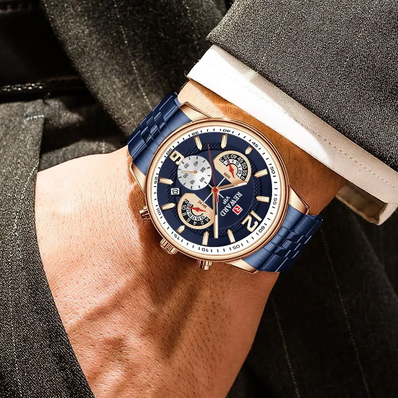 2021 Blue Men Luxury Stainless Steel Watches Business Men's Quartz Watch Waterproof Wristwatches Fashion Male Clock Reloj Hombre
2021 Blue Men Luxury Stainless Steel Watches Business Men's Quartz Watch Waterproof Wristwatches Fashion Male Clock Reloj Hombre