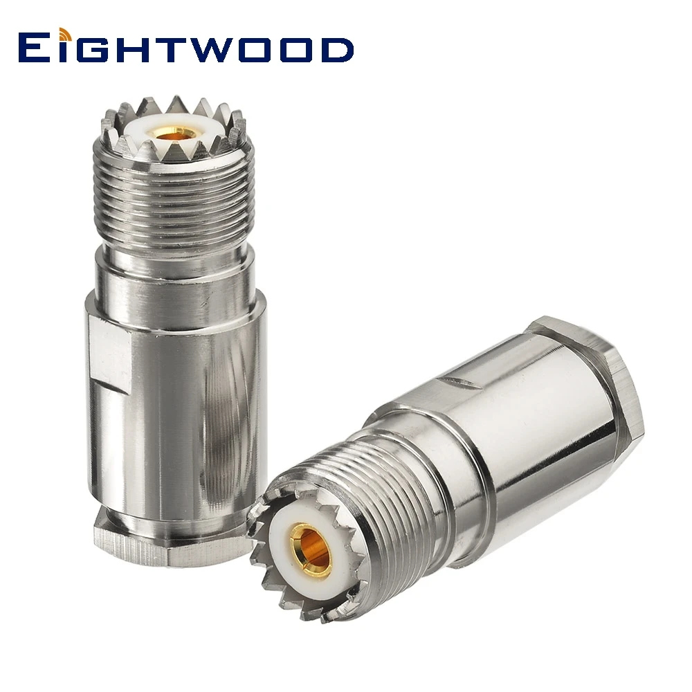 Eightwood 2 шт. UHF/SO239 разъем Женский коаксиальный RF зажим RG8 RG214 RG213 LMR400 кабель для