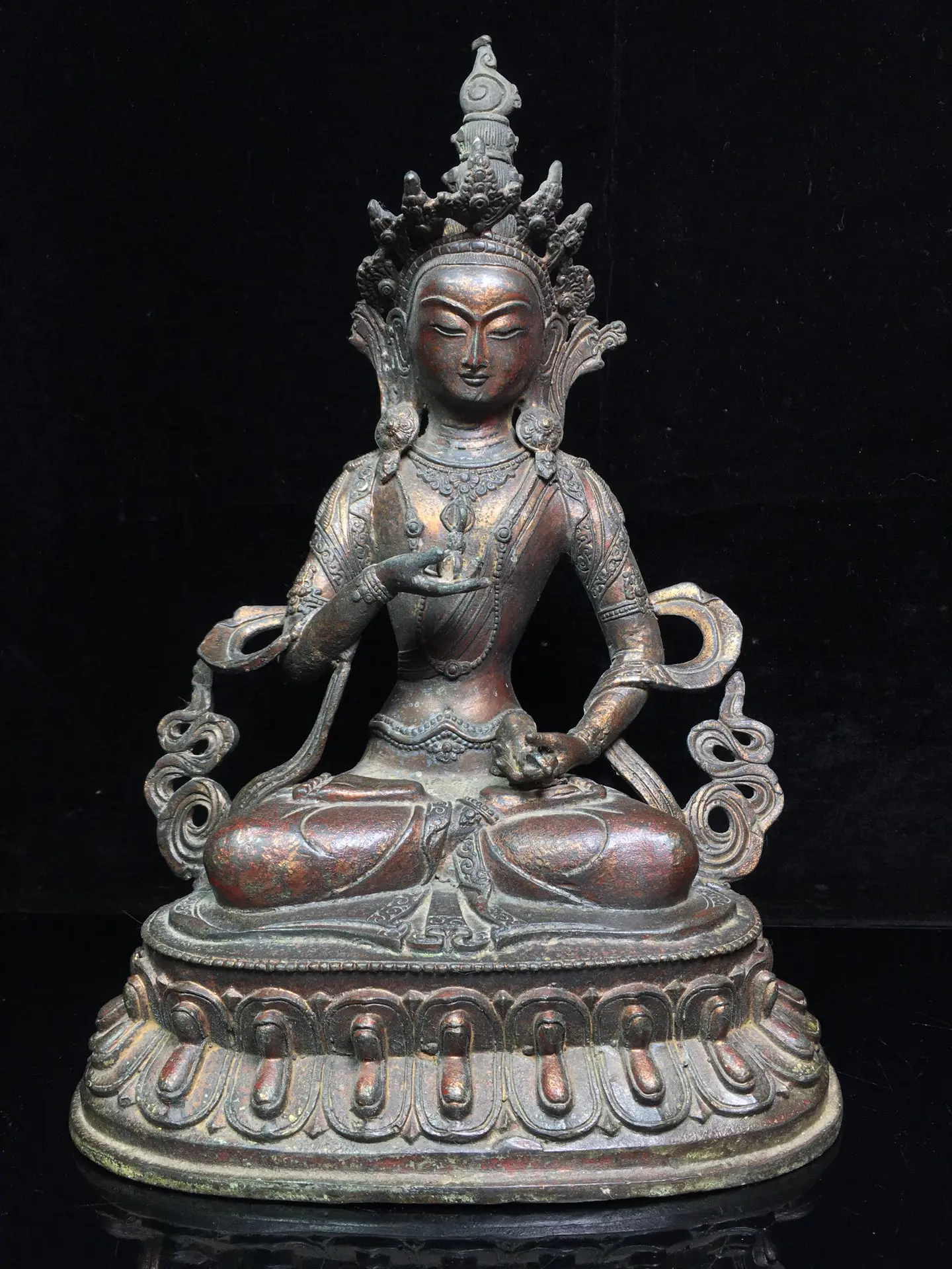 12"Chinese Folk Collection Old Bronze Cinnabar Lacquer Vajrasattoo Vajrasattva Sitting Buddha Ornaments Town House Exorcism
12"Chinese Folk Collection Old Bronze Cinnabar Lacquer Vajrasattoo Vajrasattva Sitting Buddha Ornaments Town House Exorcism