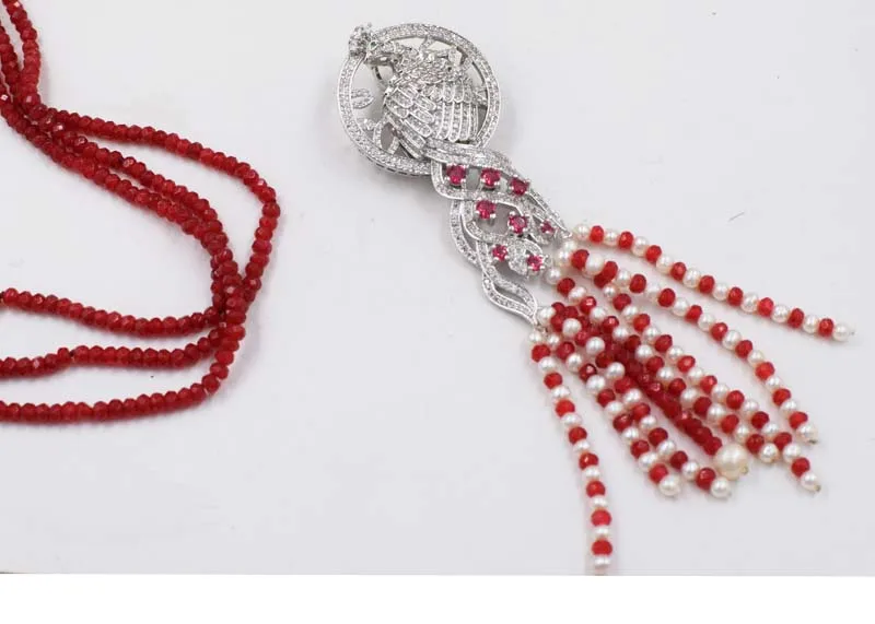 3rows freshwater pearl necklace white near round red jade roundel faceted bird 26" nature beads FPPJ wholesale
3rows freshwater pearl necklace white near round red jade roundel faceted bird 26" nature beads FPPJ wholesale