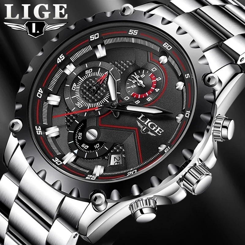 2020 LIGE Fashion Mens Watches Top Luxury Brand Silver Stainless Steel 30m Waterproof Quartz Watch Men Army Military Chronograph
2020 LIGE Fashion Mens Watches Top Luxury Brand Silver Stainless Steel 30m Waterproof Quartz Watch Men Army Military Chronograph