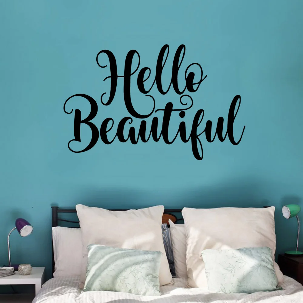 Креативная Наклейка на стену с надписью Hello Beautiful украшение для дома спальни