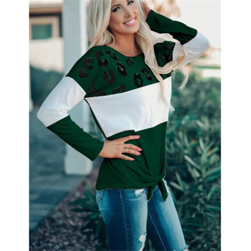Women Casual Fall Winter Shirts Color Block Leopard Patchwork Round Neck Long Sleeve Tops Casual Female Long Sleeve Blouse Tops 
Women Casual Fall Winter Shirts Color Block Leopard Patchwork Round Neck Long Sleeve Tops Casual Female Long Sleeve Blouse Tops