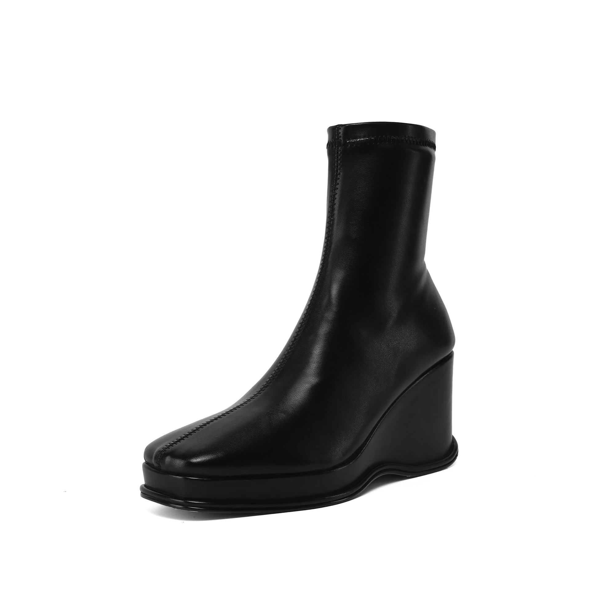 Niche Models Thick-soled Wedging Elastic Short Boots Women's Trendy Square Toe Retro Style Legged Thin High-heeled Ankle Boots
Niche Models Thick-soled Wedging Elastic Short Boots Women's Trendy Square Toe Retro Style Legged Thin High-heeled Ankle Boots
