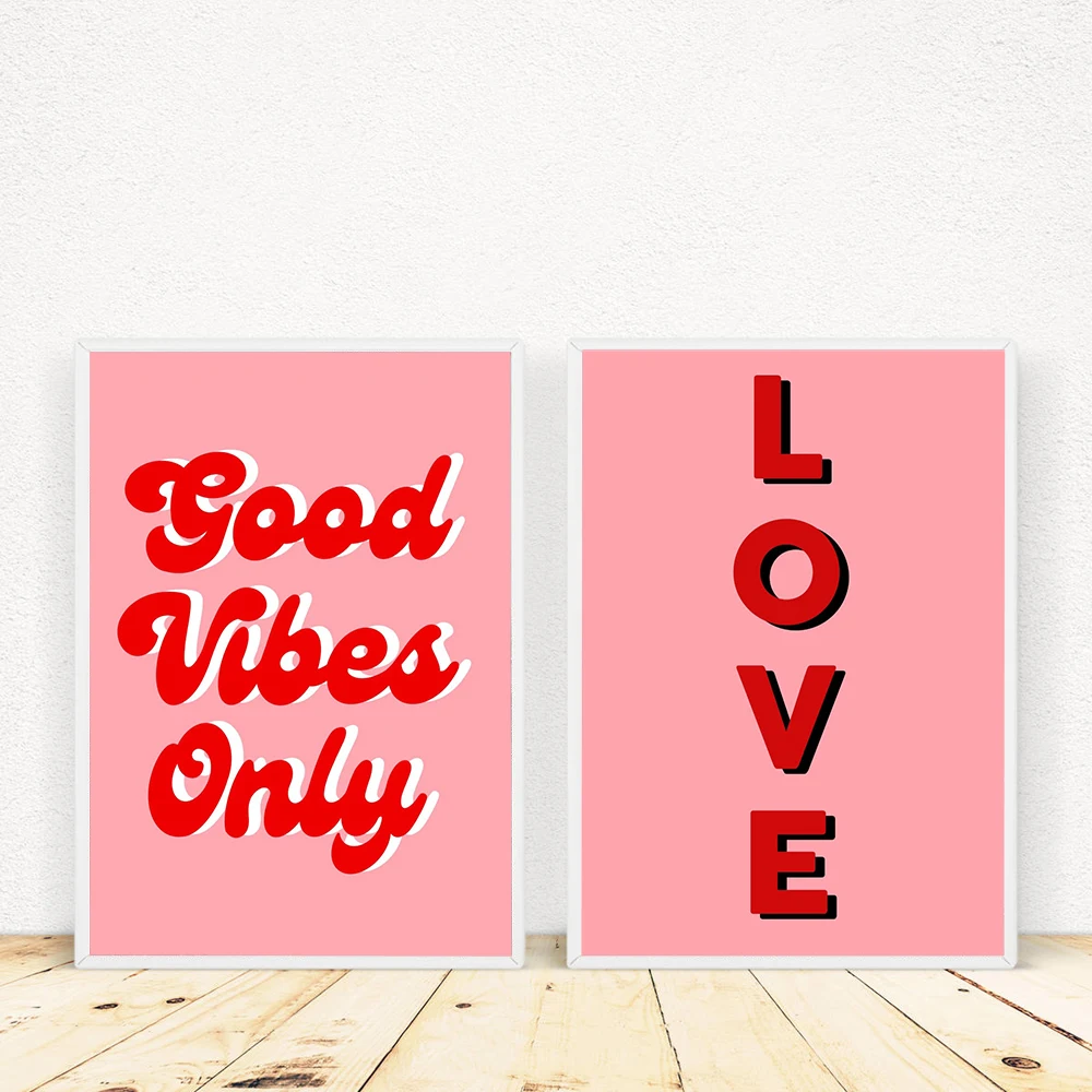 Text Good Vibes Only Posters and Prints Ronrdic Canvas Painting Love Pink Red Wall Pictures for Living Room Home Decor No Frame
Text Good Vibes Only Posters and Prints Ronrdic Canvas Painting Love Pink Red Wall Pictures for Living Room Home Decor No Frame