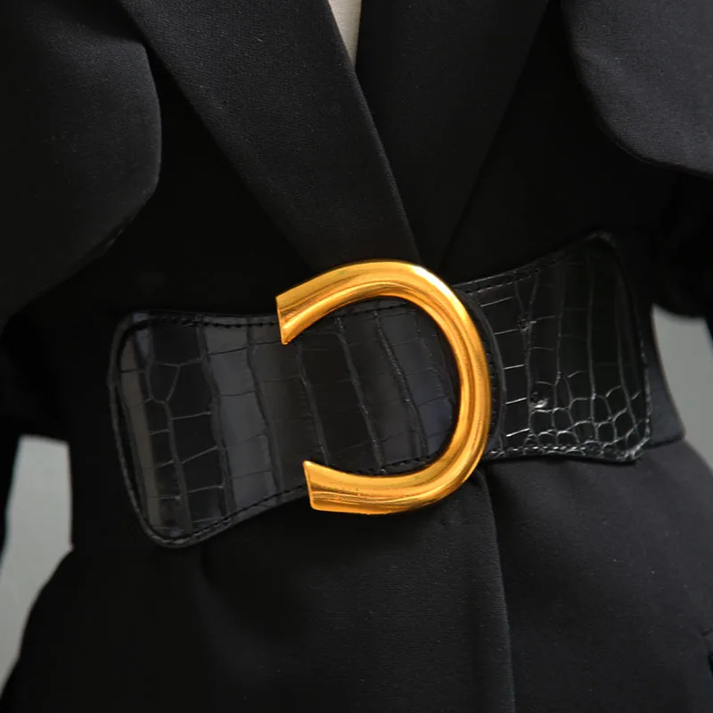 Punk High Quality Leather Belts For Women Corset Waist Belt Designer C Buckle Elasticity Waistband for Dresses Coat Wide Girdle
Punk High Quality Leather Belts For Women Corset Waist Belt Designer C Buckle Elasticity Waistband for Dresses Coat Wide Girdle