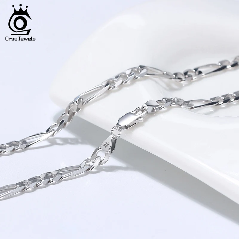 ORSA JEWELS Модные мужские и женские Фигаро цепи ожерелье 5 мм бриллиантовой огранки
