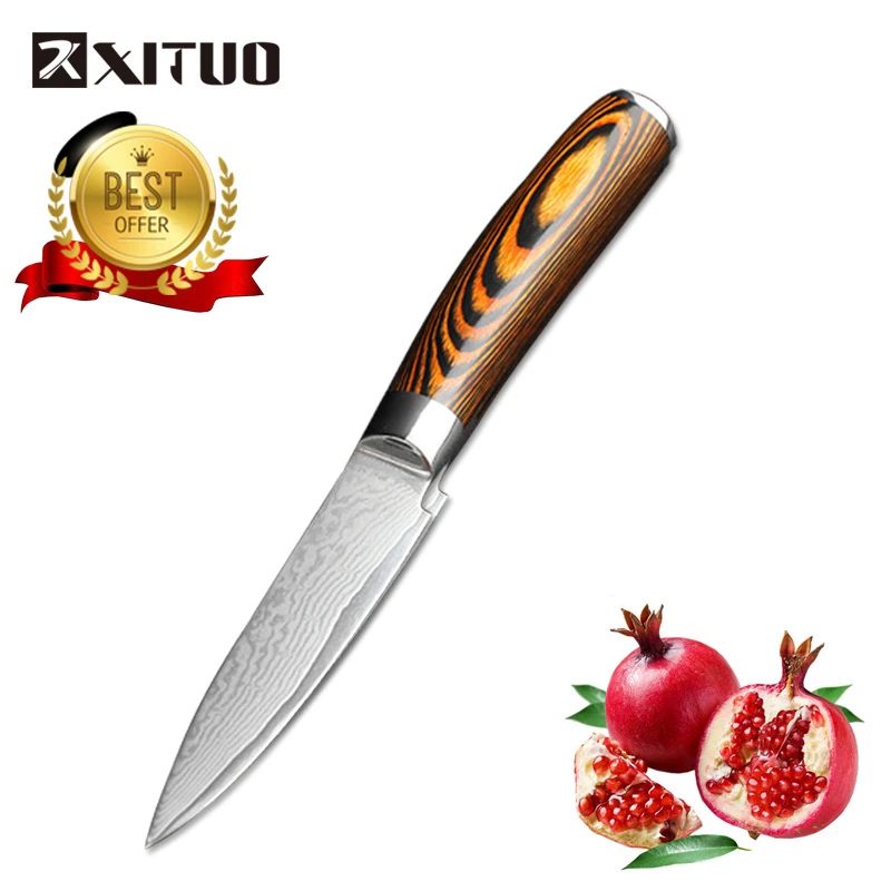 XITUO 3.5 Inch Paring Knife Japanese VG10 67 Layer Damascus Steel Kitchen knife Wood Handle Boning Knife Kitchen Utility Tools
XITUO 3.5 Inch Paring Knife Japanese VG10 67 Layer Damascus Steel Kitchen knife Wood Handle Boning Knife Kitchen Utility Tools