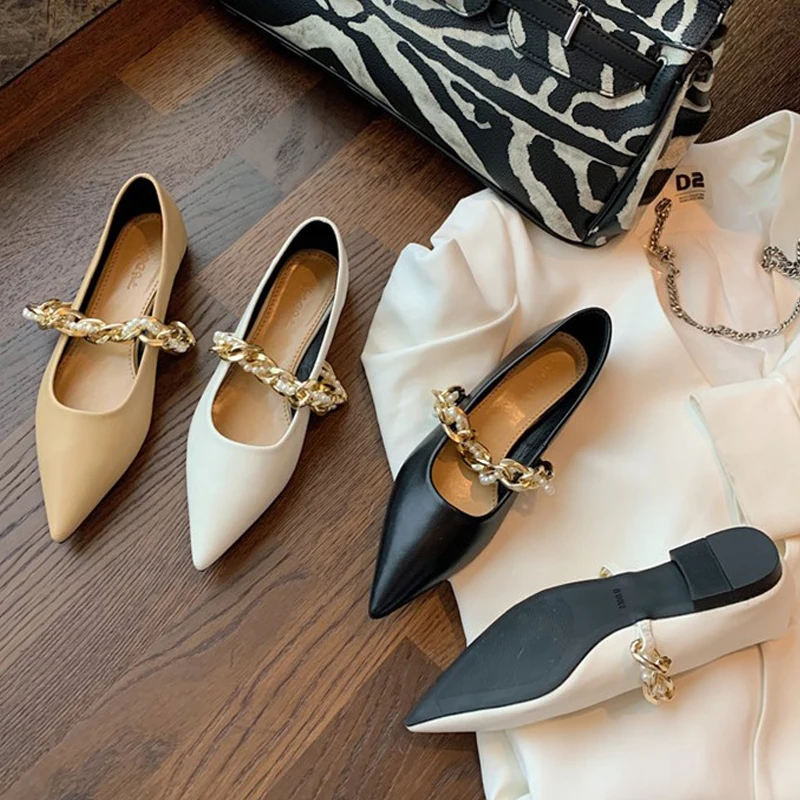 2022 New Women Flats Spring Pointed Toe Ladies Shallow Loafers Fashion Chain Pearl Female Slip On Woman Causal Moccasins Shoes
2022 New Women Flats Spring Pointed Toe Ladies Shallow Loafers Fashion Chain Pearl Female Slip On Woman Causal Moccasins Shoes