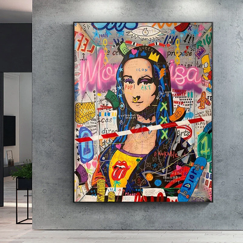 Mona Lisa Street Graffiti Art Posters and Prints Funny Canvas Painting on The Wall Art Picture for Living Room Home Decor
Mona Lisa Street Graffiti Art Posters and Prints Funny Canvas Painting on The Wall Art Picture for Living Room Home Decor