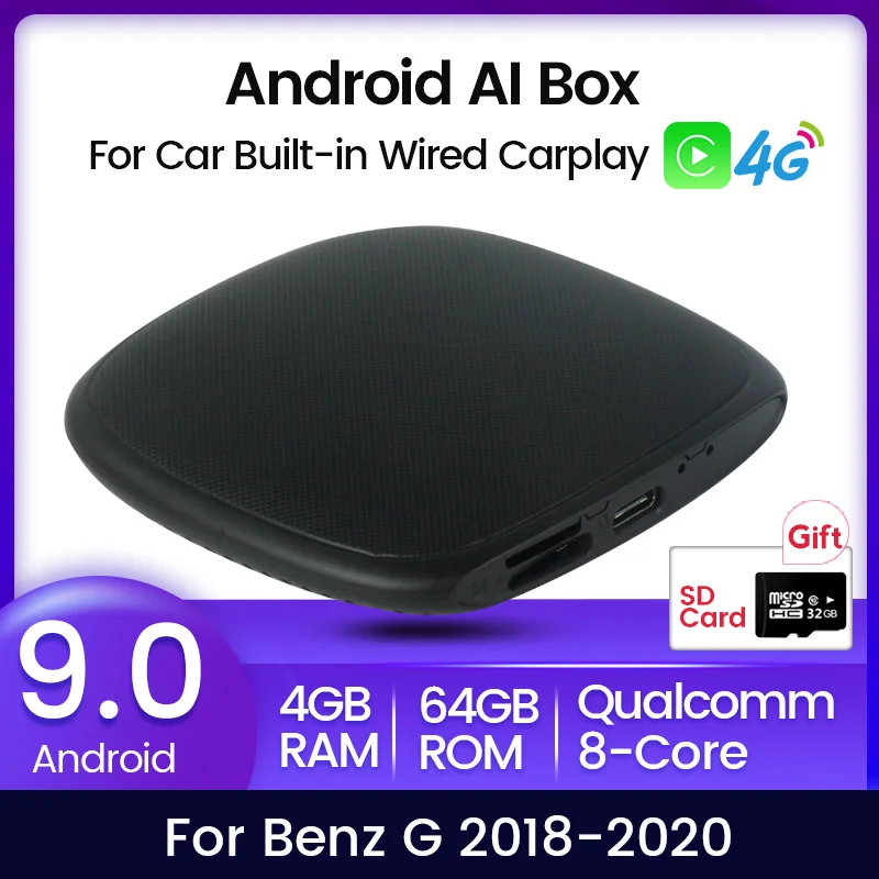 Qualcomm Mini 4 + 64G Ai Box Android 9 Автомобильный мультимедийный аппликатор для Benz G class 2018-2020 проводной и беспроводной Carplay Plug and Play
Qualcomm Mini 4 + 64G Ai Box Android 9 Автомобильный мультимедийный аппликатор для Benz G class 2018-2020 проводной и беспроводной Carplay Plug and Play