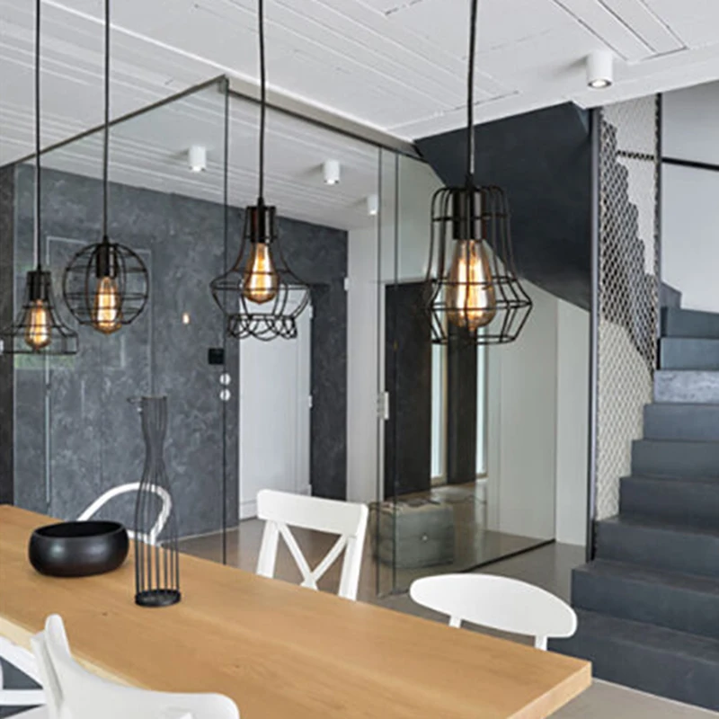 Black Thread Industrial Iron Pendant Lamp Shade Light Bulb Cage Lighting Fixtures American Rural Style For Living Room Bedroom
Black Thread Industrial Iron Pendant Lamp Shade Light Bulb Cage Lighting Fixtures American Rural Style For Living Room Bedroom