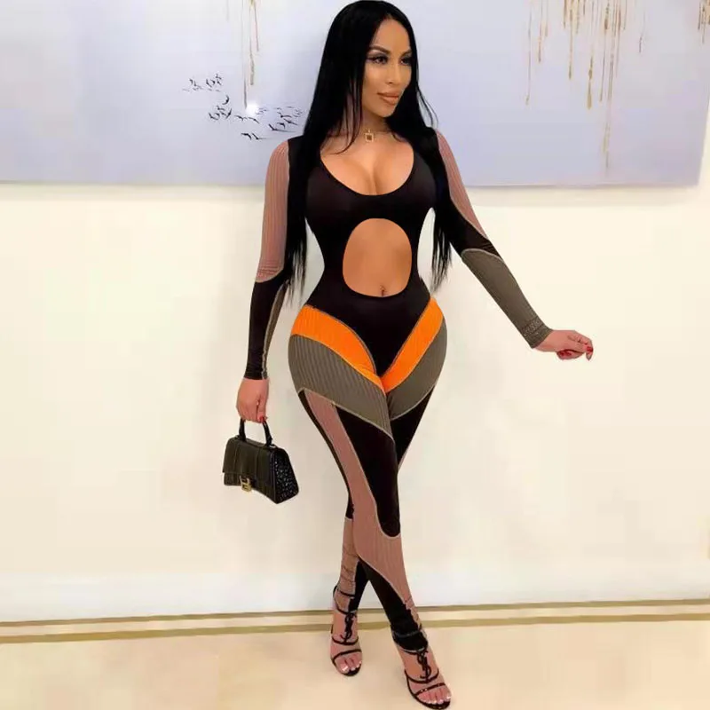 Sexy Cut Out Striped Patchwork Bodycon Jumpsuit Women Long Sleeve Party Club Outfits Sporty Rompers Overalls for Women Body Suit
Sexy Cut Out Striped Patchwork Bodycon Jumpsuit Women Long Sleeve Party Club Outfits Sporty Rompers Overalls for Women Body Suit