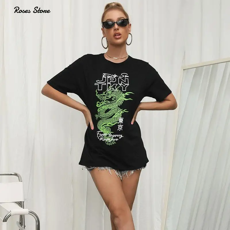 Loose Short Sleeve Black T Shirt Dress Women 2021 Chinese Dragon Print Tees for Lady Female Plus Size Summer Long Tops Tshirts
Loose Short Sleeve Black T Shirt Dress Women 2021 Chinese Dragon Print Tees for Lady Female Plus Size Summer Long Tops Tshirts