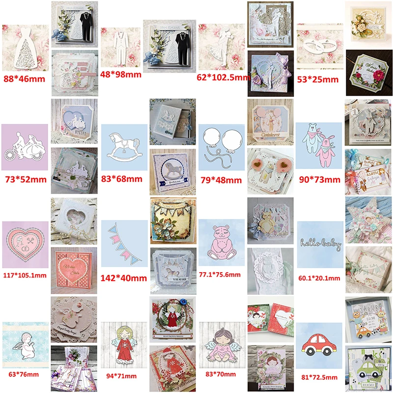 Cutting Dies Groom and Bride Angel Baby Wedding Suit Rings Colored Flag Balloon Love Heart Bear Rocking Horse Car DIY Craft 2020
Cutting Dies Groom and Bride Angel Baby Wedding Suit Rings Colored Flag Balloon Love Heart Bear Rocking Horse Car DIY Craft 2020