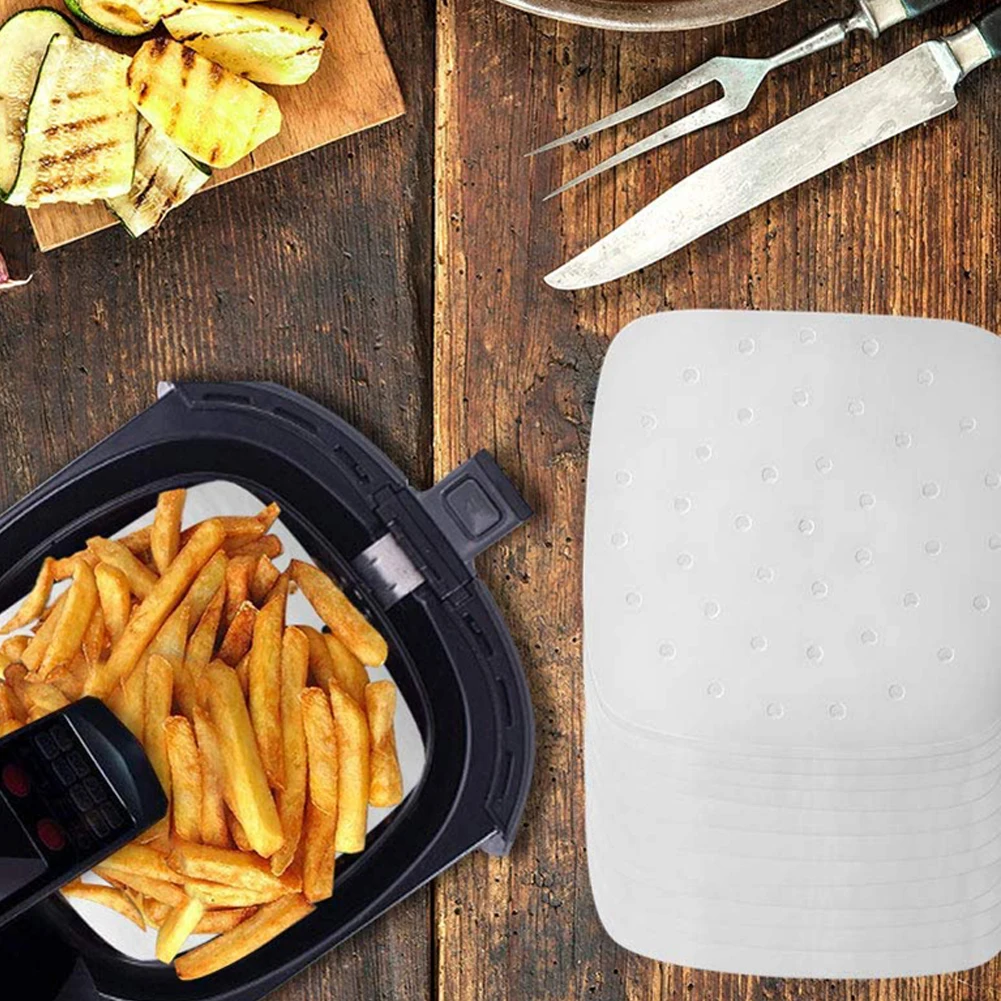 100pcs 16/18/19cm Air Fryer Square Baking Paper Non-Stick Silicone Oil Paper for BBQ Oven Patty Hamburger Paper Cake Baking Tool
100pcs 16/18/19cm Air Fryer Square Baking Paper Non-Stick Silicone Oil Paper for BBQ Oven Patty Hamburger Paper Cake Baking Tool