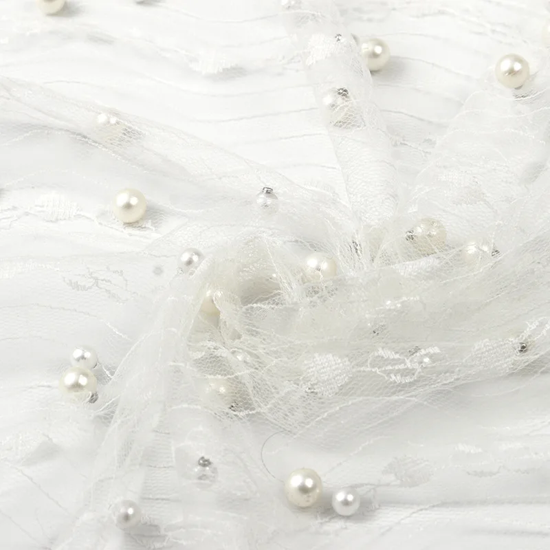 Mesh beaded polyester lace fabric Tulle fabric DIY white wedding dress skirt children's clothing fabric by the yard
Mesh beaded polyester lace fabric Tulle fabric DIY white wedding dress skirt children's clothing fabric by the yard