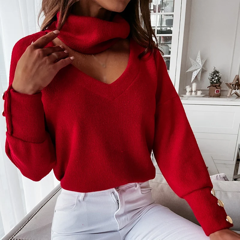V Neck Halter Neck Solid Color Sexy Top Autumn Outfit Slim Fit Button-Cuff Shirt Long Sleeves Tops for Women VBNDFG1
V Neck Halter Neck Solid Color Sexy Top Autumn Outfit Slim Fit Button-Cuff Shirt Long Sleeves Tops for Women VBNDFG1