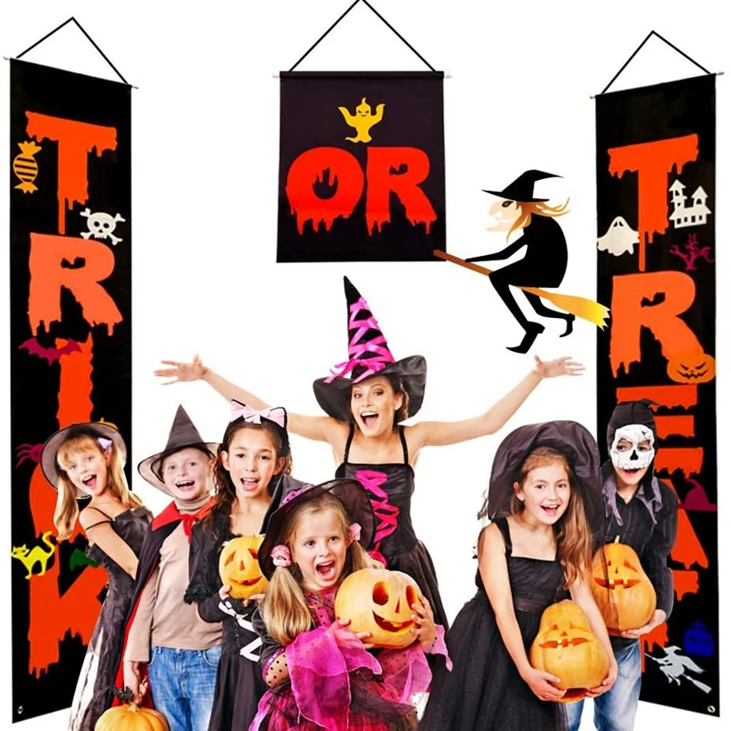 3 Pieces Trick or Treat Halloween Hanging Banner Set Halloween Porch Sign Banner Halloween Door Decorations
3 Pieces Trick or Treat Halloween Hanging Banner Set Halloween Porch Sign Banner Halloween Door Decorations