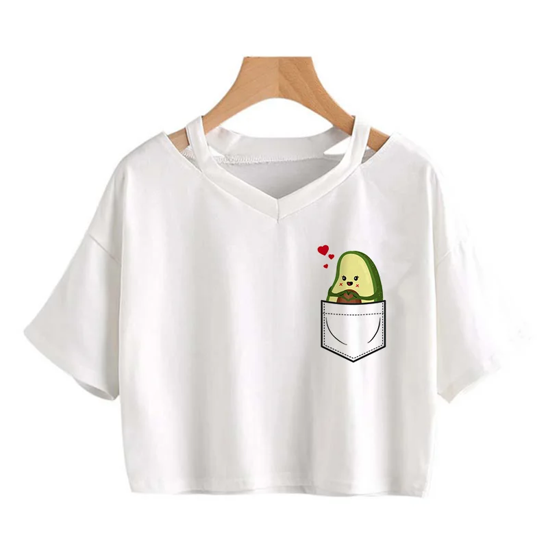 Женская футболка в стиле 90-х с изображением авокадо кошки веганов Ulzzang Kawaii