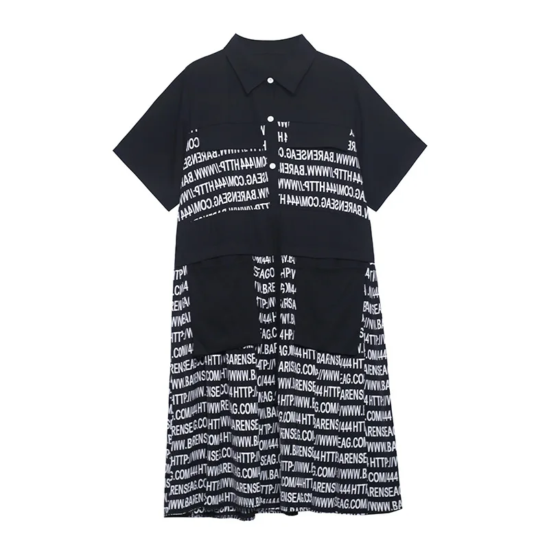 Vefadisa Black Fashion Summer Letter Print Dress Women 2021 Lapel Pockets Patchwork Short Sleeve Dress A-Line Long Dress QYF5543
Vefadisa Black Fashion Summer Letter Print Dress Women 2021 Lapel Pockets Patchwork Short Sleeve Dress A-Line Long Dress QYF5543