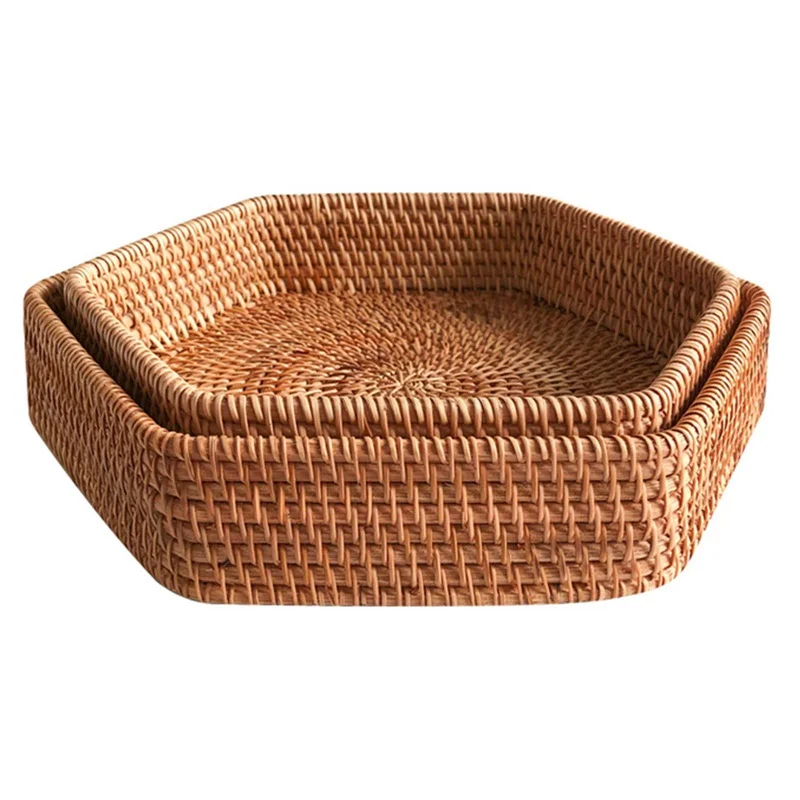 Rattan Handwoven Hexagonal Severing Tray Food Storage Platters Plate Over Handles for Breakfast Drink Snack for Coffee Tea
Rattan Handwoven Hexagonal Severing Tray Food Storage Platters Plate Over Handles for Breakfast Drink Snack for Coffee Tea