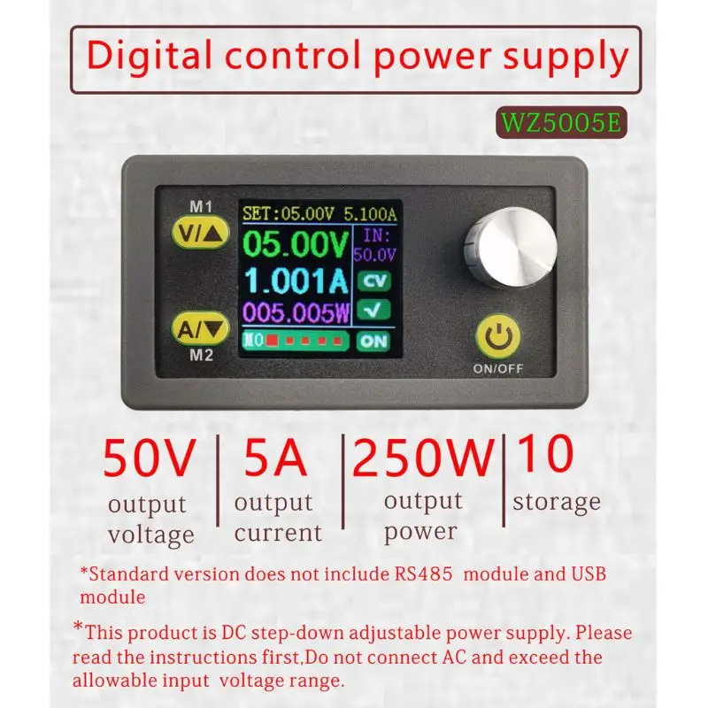 DC Step Down Converter CC CV 50V 5A Power Module Adjustable Regulated Voltmeter
DC Step Down Converter CC CV 50V 5A Power Module Adjustable Regulated Voltmeter