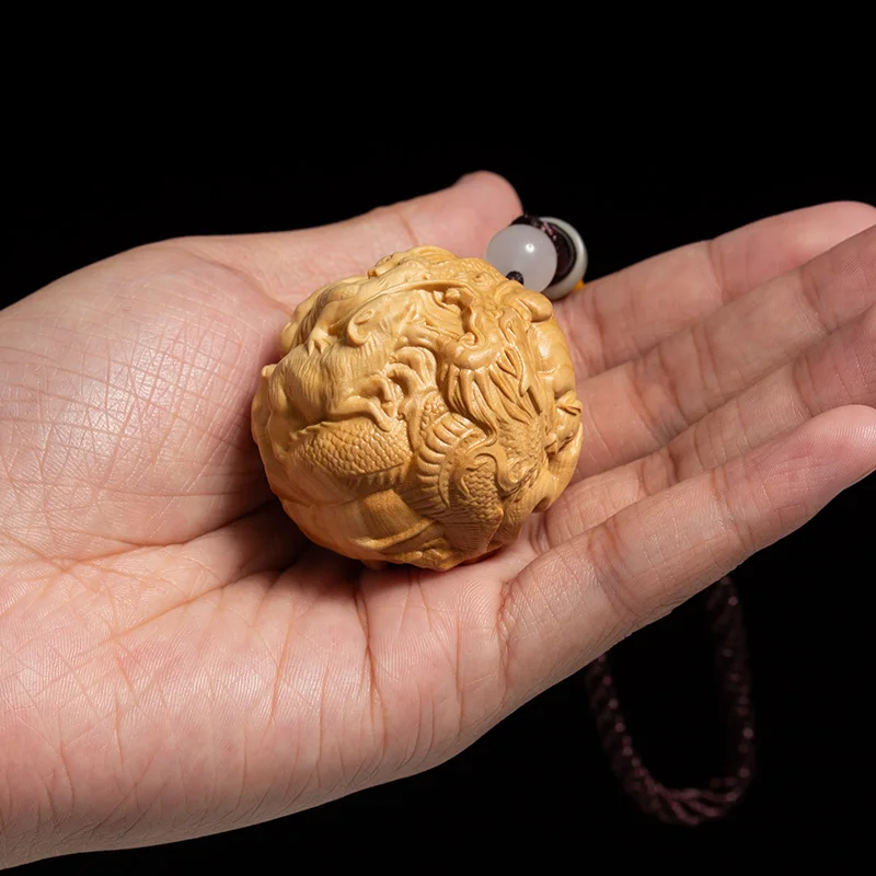 

4.5cm Zodiac Fitness Ball Hand Toy Animal Sculpture Boxwood Play With Male Objects Solid Wood Lucky Balls Small Pendant