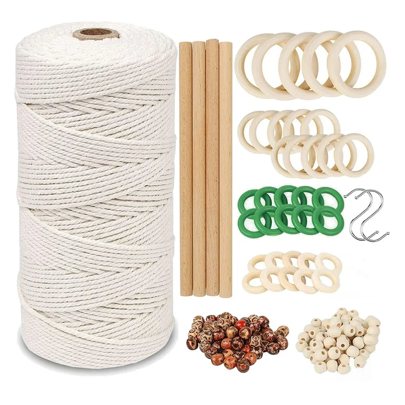 DIY Macrame Kit for Adults Beginners,109 Yards Macrame Cord Macrame Beads with Wooden Rings and Sticks,Macrame Supplies
DIY Macrame Kit for Adults Beginners,109 Yards Macrame Cord Macrame Beads with Wooden Rings and Sticks,Macrame Supplies