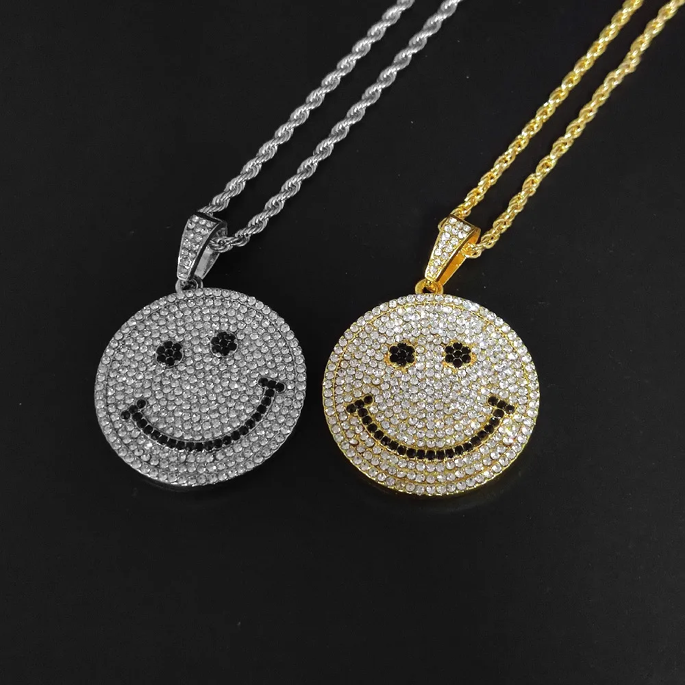 Iced Out Smiling Face Pendant & Necklace 316L Stainless Steel Micro Pave Rhinestone Pendants for Women Men Jewelry
Iced Out Smiling Face Pendant & Necklace 316L Stainless Steel Micro Pave Rhinestone Pendants for Women Men Jewelry