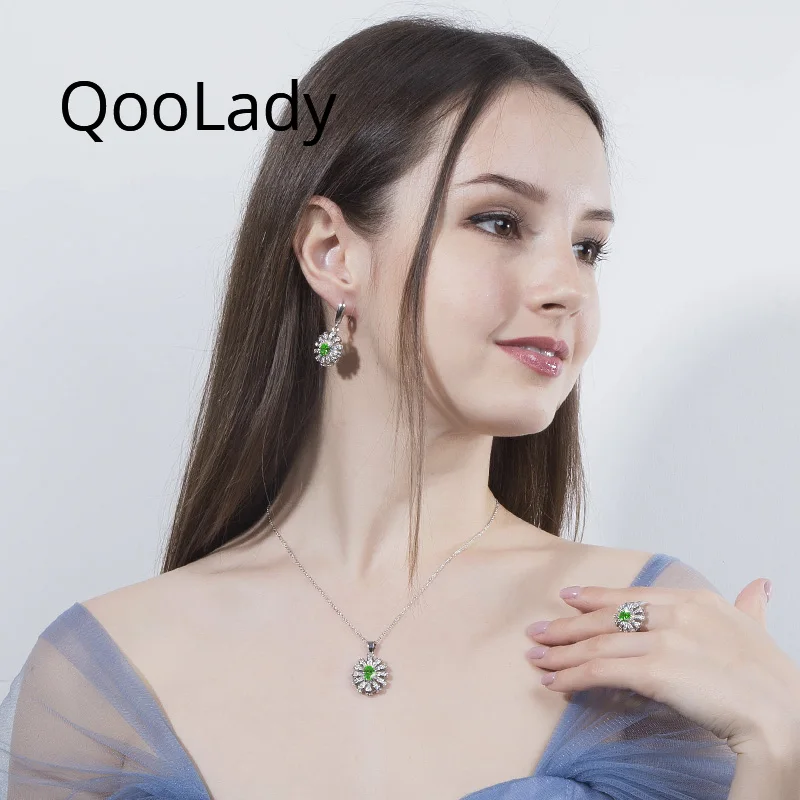 QooLady Delicate Green Zirconia Stone Sunflower Necklace Drop Earring Ring for Fashion Women Daily Wearing Jewelry Set Gift S070
QooLady Delicate Green Zirconia Stone Sunflower Necklace Drop Earring Ring for Fashion Women Daily Wearing Jewelry Set Gift S070