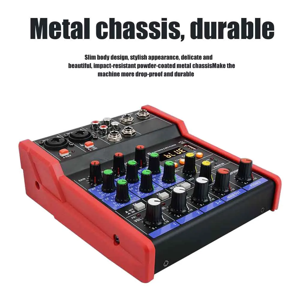 4 Channels Stereo Music USB 5V Home Stage Mini Audio Mixer DJ Console Sound Card Studio Bluetooth KTV Karaoke Live Performance
4 Channels Stereo Music USB 5V Home Stage Mini Audio Mixer DJ Console Sound Card Studio Bluetooth KTV Karaoke Live Performance