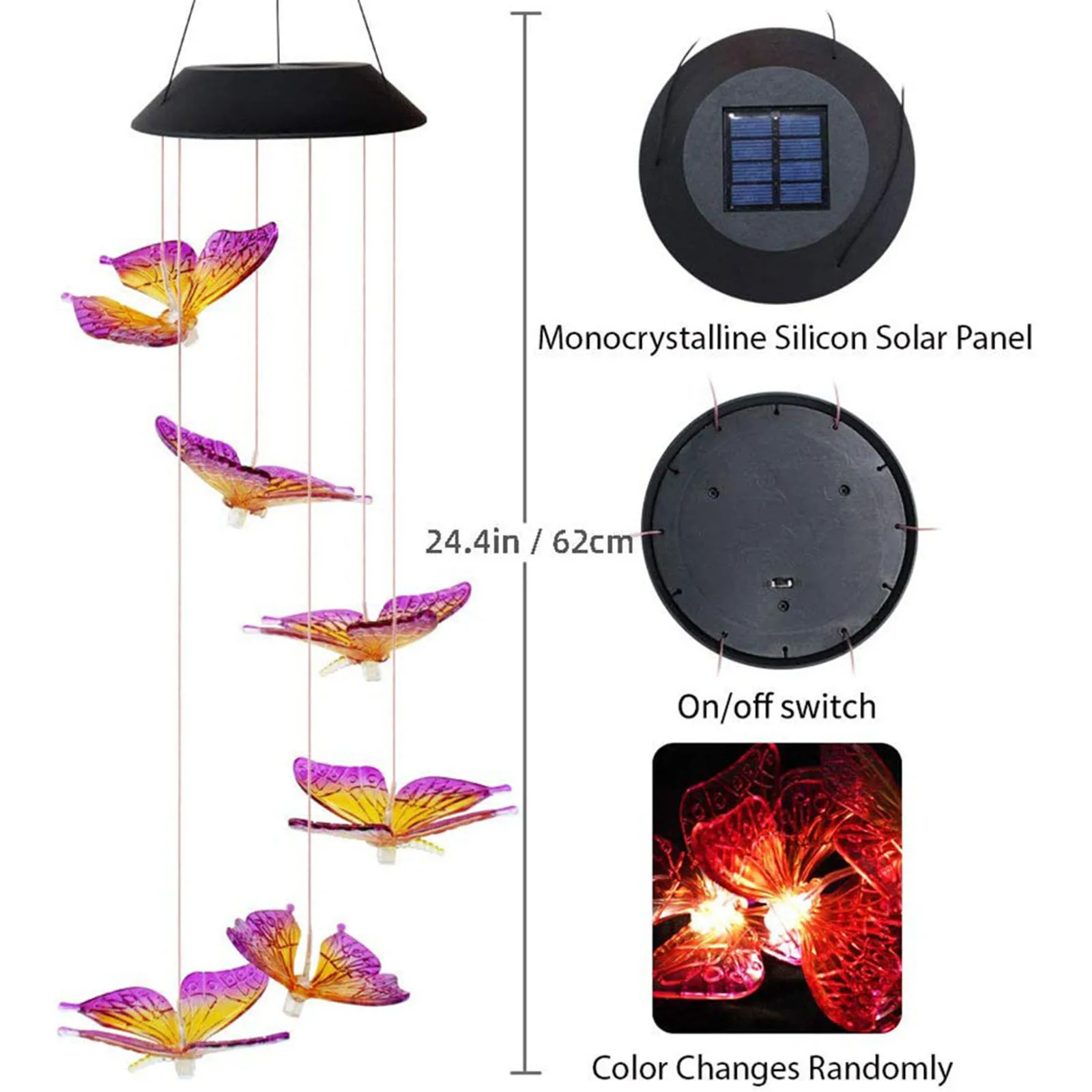 Garden Decor Colorful Color Changing Outdoor Waterproof Solar Wind Chime Butterfly Lamp Garden Decoration Outdoor
Garden Decor Colorful Color Changing Outdoor Waterproof Solar Wind Chime Butterfly Lamp Garden Decoration Outdoor