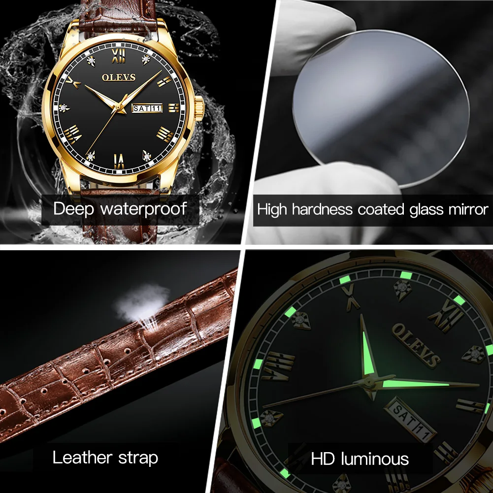 Men's Quartz Wristwatch with double calendar casual style leather strap waterproof luminous hands fashion male clock
Men's Quartz Wristwatch with double calendar casual style leather strap waterproof luminous hands fashion male clock
