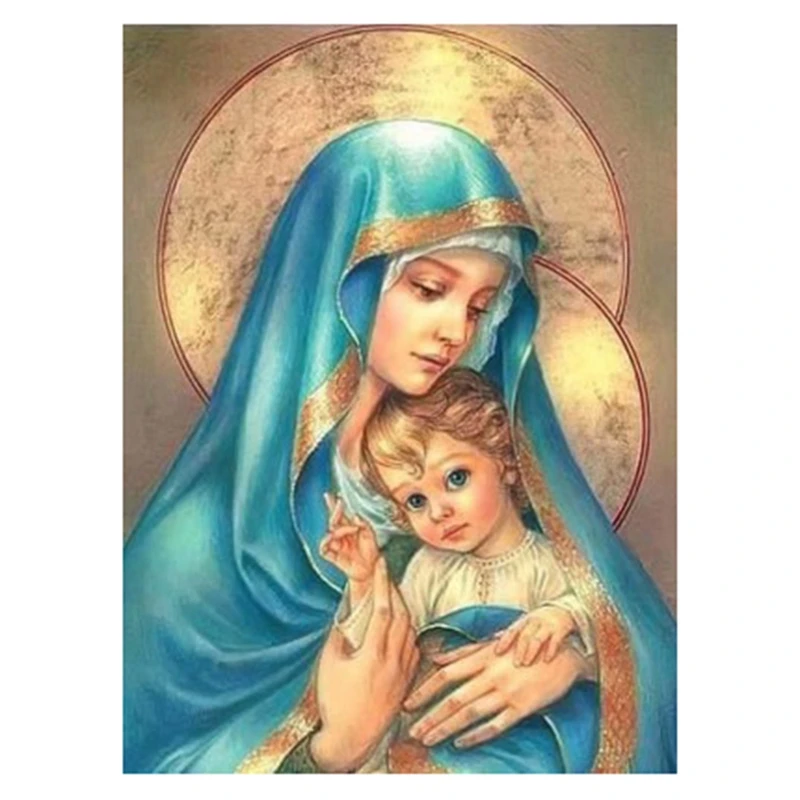 5D алмазная картина полный набор "Our Lady & Son" круглые стразы вышивка мозаичная