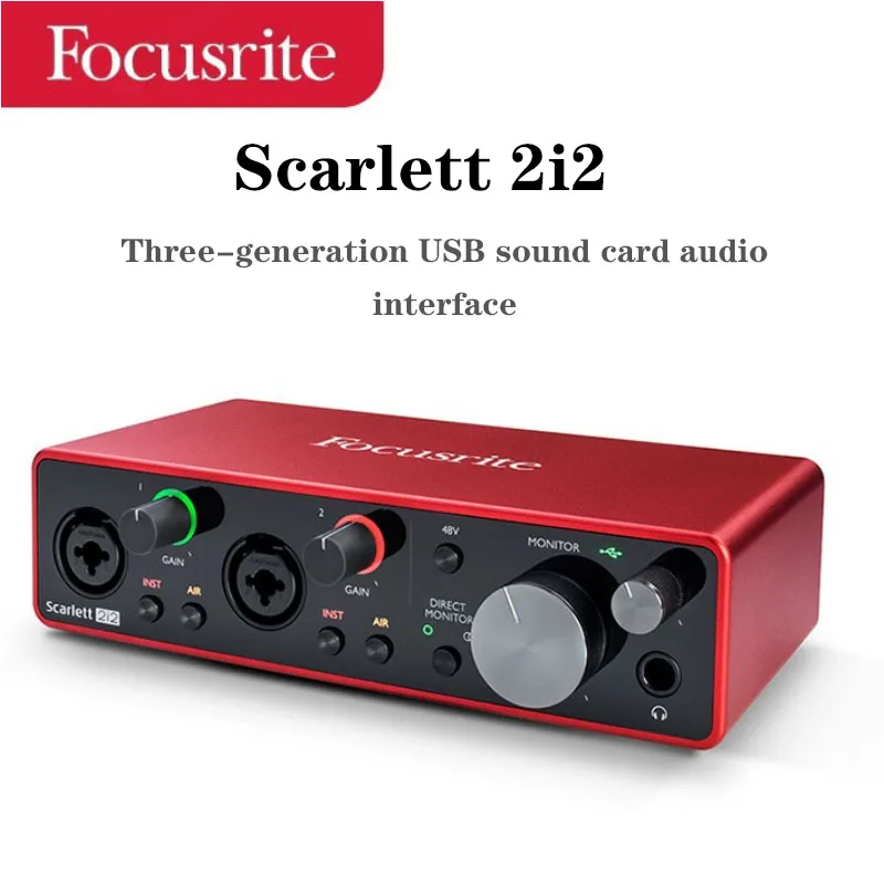 Focusrite Scarlett 2i2, звуковая карта третьего поколения для записи, USB-аудио интерфейс
Focusrite Scarlett 2i2, звуковая карта третьего поколения для записи, USB-аудио интерфейс