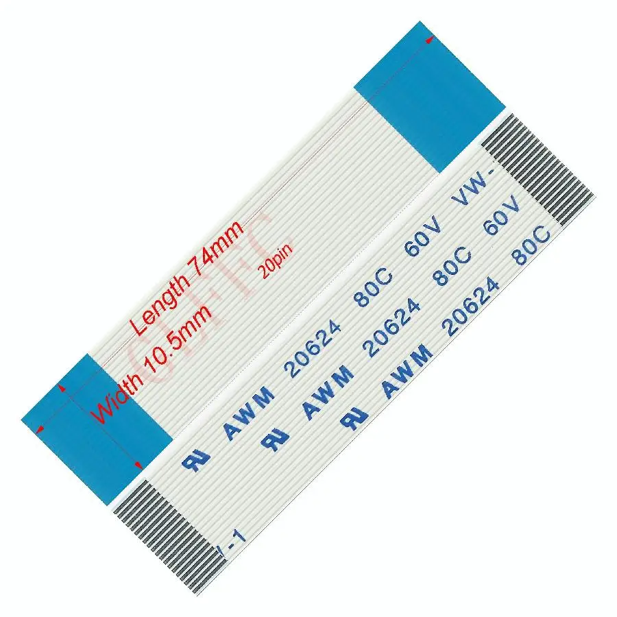 20pin 0 5 Шаг 74 мм-175 мм A-Тип Гибкий плоский кабель FFC awm 20624 ROHS для TTL LCD DVD Компьютера |