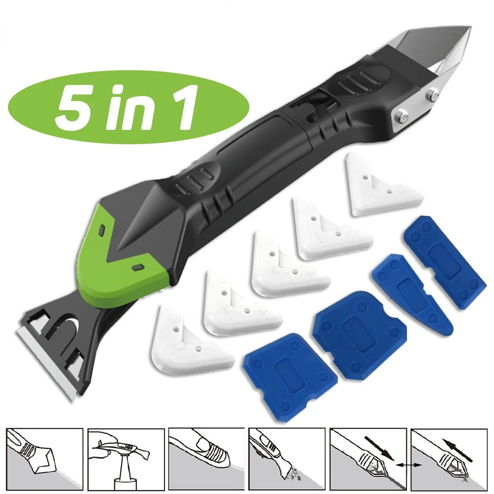 5 In1 Silicone Remover Caulk Finisher Sealant Smooth Scraper Grout Kit Tools Plastic Angled Hand Tools Accessories
5 In1 Silicone Remover Caulk Finisher Sealant Smooth Scraper Grout Kit Tools Plastic Angled Hand Tools Accessories